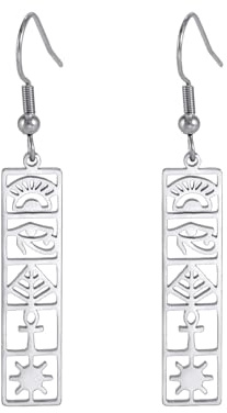 Kartusche Ohrringe für Frauen Auge des Horus/Ankh Kreuz Ohrstecker Ohrringe Kartusche Personalisierte Name Ohrringe Hieroglyphe Altägyptisches Amulett Schmuck Geschenk