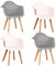 BenyLed Lot de 4 Chaise Salle à Manger, Chaise de Cuisine Scandinave, Fauteuil avec Pieds en Hêtre (Blanc+Gris, Lot de 4)