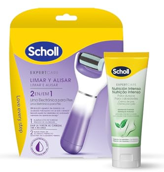 Scholl Velvet Smooth Lima Eléctrica de Pies Exfoliante y Alisador 2 en 1 & Scholl ExpertCare Crema de pies Nutrición Intensa para durezas - Pack de Cuidado de los Pies en 2 Etapas