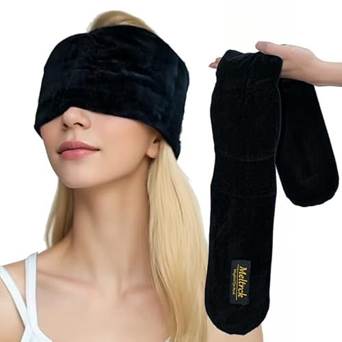 Meltrck Schlafmaske mit Verstellbarem Klettverschluss, 100% Verdunkelung, Schwerkraft-Schlafmaske hilft beim Schlafen, Geeignet für Reisen, Schwarz