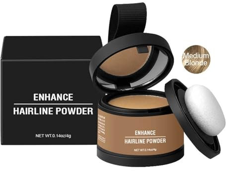 Ansatzpuder Haaransatz-Puder Haarschatten 4g wasserfestes Haar Make-up zum Ansatz kaschieren, Damen Herren Haar Concealer zur Haarverdichtung (Medium Blonde, 4g)