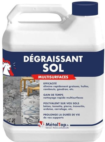 Métaltop - Degraissant Sol - 1 L - Nettoyant choc pour garage, sol béton et atelier