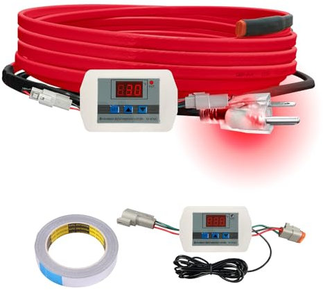 OEBLD Heat Tape for Water Pipes 9FT, Replaceable Smart Thermostat for Pipe Freeze Protection, Self-Regulating Roof Deicing Cable for Metal and Plastic Home Pipes