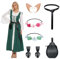 YRTBGD Mittelalter Kleidung Damen,Renaissance Kleid mit Elfenohren Waldelfen Kopfschmuck-Halloween Karneval Kostüm Damen (Grün, M)