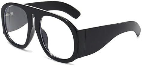 YAMEIZE Oversized Blue Light Blocking Glasses - Women Men Round Anti Blue Light Eye Glasses Thick Frame Gaming Glasses (Black Clear)