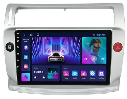 ZCHBSM Android 12 Estéreo para automóvil Pantalla táctil de 9 pulgadas Radio para automóvil para Citroen C4 2004-2014 Unidad principal GPS multimedia Reproducción de control del automóvil con navegaci