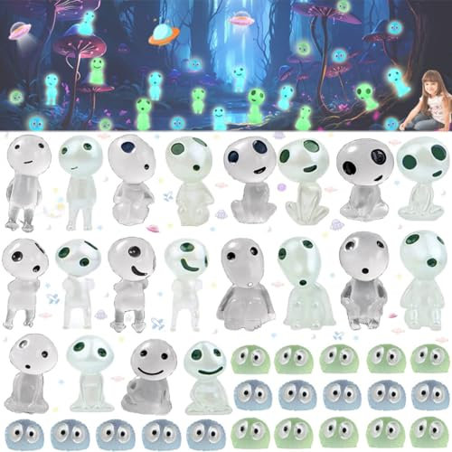 Liekadijiae 40 Pièces Statue d'Elfe Lumineuse, Figurines Elfes des Arbres Lumineux, Lumineux Arbre Elfes, Figurines des Arbres Mini Décoration Jardin, Mini Princesse de Décoration de Jardin