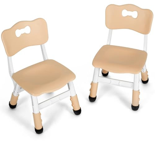 2PCS Kinderstuhl Plastik,Packung mit 2 Stühlen,Kinder Schreibtischstuhl Höhenverstellbar,Kinderstühle mit Rückenlehne bis 100KG, Kinder Stuhl ab 2 Jahr, für Kinderzimmer Schule Kindertagespflege,Gelb