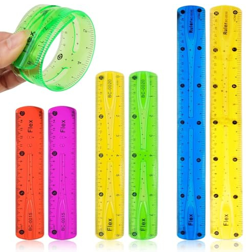 Flexibles Lineal Set,Lineal 30cm Lineal 20cm Lineal 15cm Grundschule,6 Stücke Bunt Lineal Weich,Transparent Lineal Bruchsicher Biegbares für Schule Büro Zuhause Kinder Mädchen.