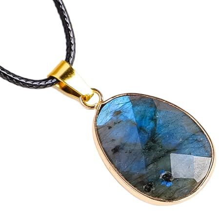fayarrd Collier labradorite, collier en | Collier labradorite pour femme, pendentif en labradorite bleue naturelle, collier, collier, bijou en pierre de lune pour unisexe, Siehe Beschreibung,