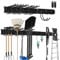 SDLDEER Garden Tool Rack, 48 inch Wall Mount Tool Organizer Garden Tool Storage with 9 Hooks with 2 Straps, for Holds Garden Tools, Shovels, Broom, Rakes, Ropes, Hoses