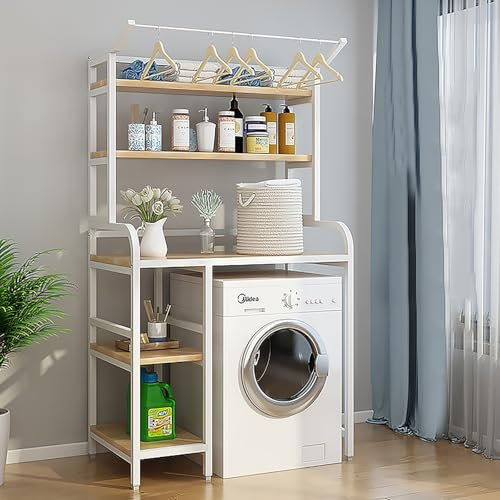 Piano 3 Lavatrice Scaffale,Mobile Sopra Lavatrice,Tamburo Lavastoviglie Ripiano Di Stoccaggio,Colonna Lavatrice Asciugatrice,Per Bagno, Lavanderia(White)
