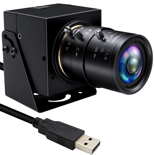MMlove Cámara USB de 1200P, cámara web con zoom óptico 4X con lente manual de 2.8-12 mm, obturador global de 90 fps, cámara de alta velocidad, Plug and Play, para Windows/Mac/Linux/Android