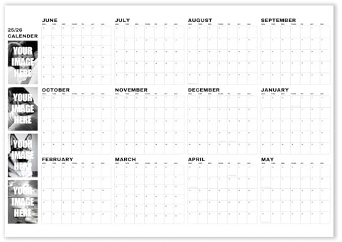 Hippowarehouse 2025 Wall Calendar 90x58cm Black/White