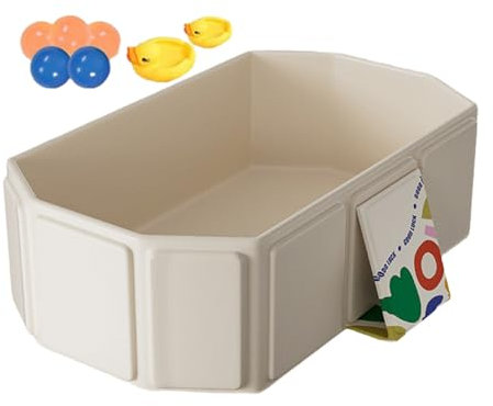 Vgvgaj 70x80x25cm Baignoire Pliable Enfant 0 À 8 Ans Grande Baignoire Pliable Bébé Bassin De Douche Portable En PVC Avec 5 Balles 2 Canards Pour Petit Espace Pour Domicile En Voyage