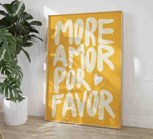 ARTHOMECANVAS Kunstdruck auf Leinwand für Wohnzimmer, modernes Bild, Wohnzimmer, Schlafzimmer, 100 x 70 cm, Leinwand (More amor por favor, 100 x 70 cm, gerahmt)