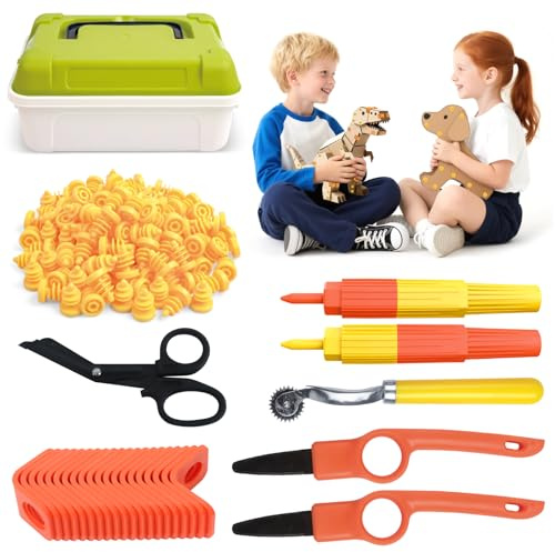 XIAPIA Kids Cardboard Building Tools Set, 149-Piece Educational Craft Kit