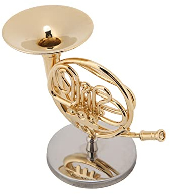 ACAGALA 4in Miniatur Golden Französisch Horn Replik mit Stand Instrument Model Ornamente