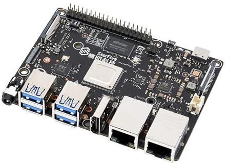 TUOPUONE VisionFive2 RISC-V Single Board Computer, 4G RAM, mit Metallgehäuse, Kühllüfter, StarFive JH7110 Prozessor mit integrierter 3D-GPU, Basis auf Linux, mit WFI Modul (4GB WiFi Starter Box Kit)