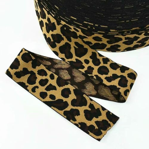 2-10 m 15-50 mm Nähgummiband, Jacquard-Gummibänder für Kleidung, Gürtel, Hosenbund, Gurtband, DIY-Zubehör - KY895 - Leopard - 20 mm - 2 Meter