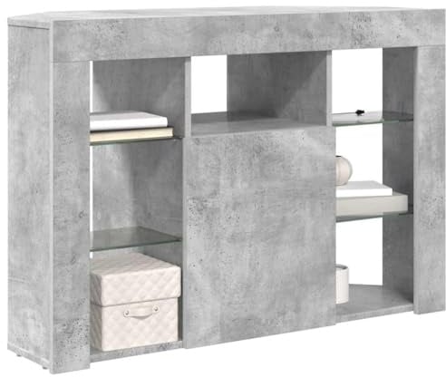 vidaXL Eck-LED-TV-Schrank Beton Grau 103 x 40 x 68 cm Holzwerkstoff, Moderner TV-Ständer, stylisches Entertainment-Center, minimalistischer Wohnzimmerschrank, perfekt für Ecken