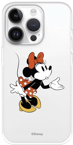 Schutzhülle kompatibel mit iPhone 15 Pro, offizielles Disney-Minnie-Design | Offizielle Minnie Maus Schutzhülle, echtes Lizenzprodukt, Silikon, flexibel, erhöhte Kanten, schützt Bildschirm und Kamera