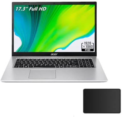 Acer Aspire 3 Business Laptop, 17,3 Full HD (1920 x 1080) 16:9 IPS Display, processore Intel N4500, grafica Intel UHD, 16 GB DDR4, HDD 1TB + SSD NVMe da 128 GB, webcam, HDMI, argento puro, tappetino