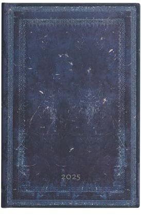 Inkblot (Old Leather Collection) Midi 12-Month Horizontal Hardback Dayplanner 2025 (Elastic Band Closure)