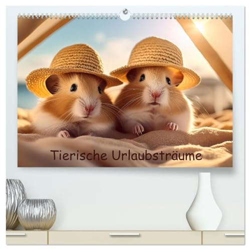 Tierische Urlaubsträume (hochwertiger Premium Wandkalender 2026 DIN A2 quer), Kunstdruck in Hochglanz: Wenn unsere Tiere Urlaub machen könnten (CALVENDO Tiere)