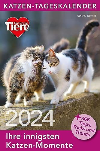 Ein Herz für Tiere: Katzen Tageskalender 2024 (Tischkalender, Wandkalender)