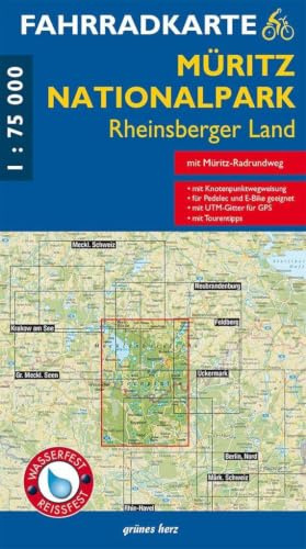 Fahrradkarte Müritz-Nationalpark, Rheinsberger Land: Mit Müritz-Radrundweg. Wasser- und reißfest. Mit UTM-Gitter für GPS. Wasser- und reißfest. (Fahrradkarten)
