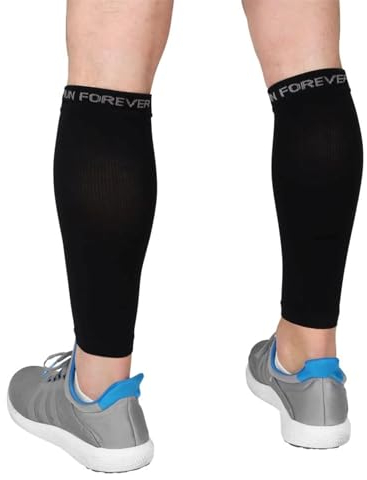Run Forever Sports Herren kompressions-wadenbandage sleeve - bein kompression socken für schienbein splint, & wade schmerzlinderung schwarz XL