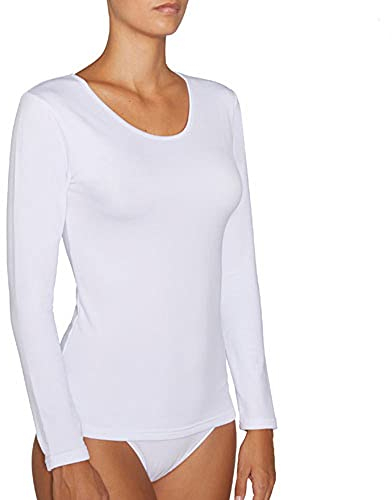 YSABEL MORA Camiseta Térmica para Mujer de Manga Larga. Térmico con Interior Afelpado para Invierno. Ropa Térmica de Frío Extremo para Deporte y Nieve. Color Blanco. Talla M