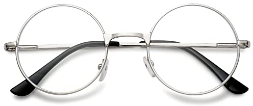 VEVESMUNDO Nickelbrille Lesebrille Runde Retro Klein Metall Lesehilfe Brille Für Herren Damen