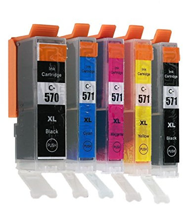 OBV 5X kompatible Tintenpatronen als Ersatz für Canon PGI-570XL CLI-571XL für PIXMA MG5750 TS5050 MG5751 MG5752 MG5753 MG6850 TS5053 TS5055 TS6050 TS6051