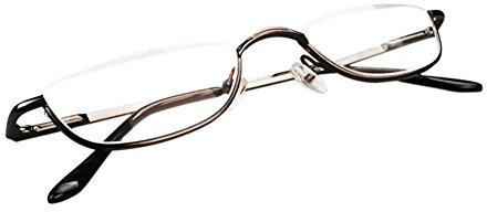 Inlefen Unisex Halbmond Halbrahmen Lesebrille Metall Material rahmen Frühling Scharniere Brillen (Rotguss/+2.5)