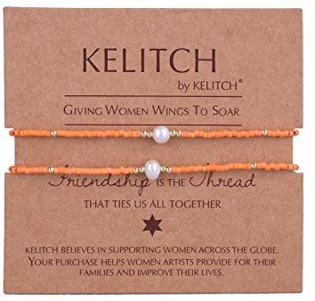 KELITCH 2 Stücke Damen Miyuki Perlen Verstellbare Armbänder Boho Freundschaftsarmbänder Neue Perlenarmbänder Schmuckset (01G)