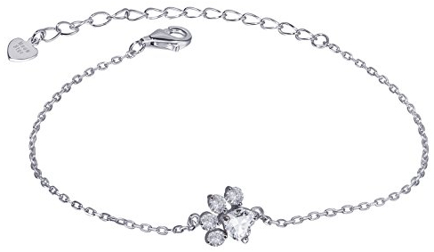 Meow Star Katzenpfoten Armband für Damen Sterling Silber 925 Pfoten-Armband Bettelarmband Rosa Armband Gliederkette Armband mit Katzenpfote, Verstellbar (Silber)