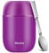 WayEee Food Flask, Stainless Steel King Food Jar with Folding Spoon-450ml (Purple)