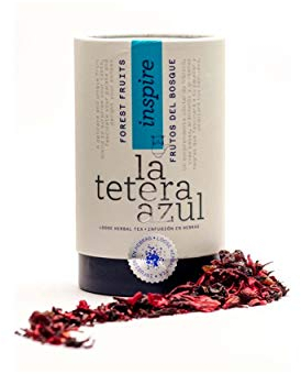 LA TETERA AZUL Infusión De Frutos Del Bosque Premium. Hibisco, Uva, Arándano, Grosella Negra Y Saúco. Frutos Del Bosque Y Frutos Rojos. Bote A Granel De 140 Gramos Para 47 Infusiones.