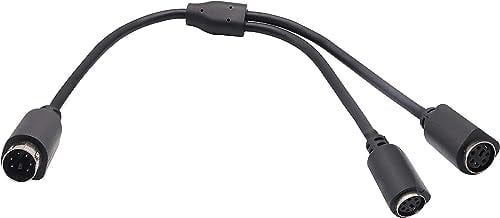 zdyCGTime PS 2 Splitter 6 Polig Mini Din Männlich an 2 x Weiblich Kabelbuchse Maus/Tastatur Y Splitterkabel PS/1 (M) an PS/2 (F) (30 cm/1Fuß -6 polig)
