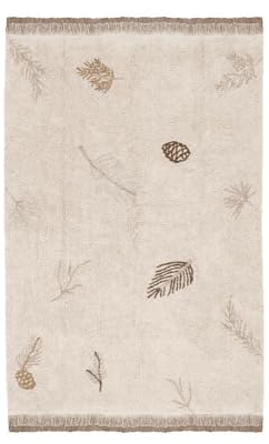 Lorena Canals waschbarer Kinderteppich Pine Forest in der Farbe Natural/Leinen. Handgefertigt in rechteckiger Form mit kurzem Flor aus natürlicher Baumwolle und ungiftigen Farbstoffen-Größe:200x140cm