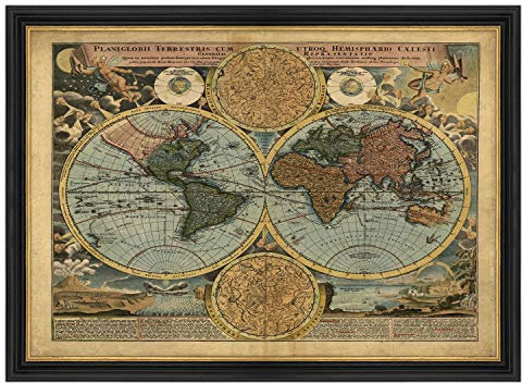 ConKrea Poster und Druck mit Rahmen, klassisch – Antike Weltkarte (461)