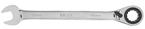 NEO TOOLS Ratchet Combination Spanner Straight Chrome Vanadium Steel (CRV) 72 Teeth with Clockwise and Anti-clockwise Rotation Lever Special Tool Chrome Finish Mirror Polished