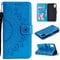 EYZUTAK Case for iPhone XR, Premium Leather Flip Wallet Case with Card Slots Holder Kickstand Hand Strap Mandala Half Flower Design Embossed Shockproof Cover Case - Blue