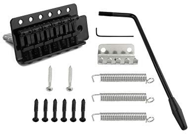 Metallor Ponte tremolo per chitarra a 6 corde con Whammy Bar per chitarra elettrica Fender Stratocaster Squier, colore nero.