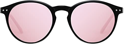 H HELMUT JUST Occhiali da Sole da Donna Uomo Lenti Rosa a Specchio Rotondi Polarizzati Vintage Montatura Leggera in TR90 e Braccio in Acetato