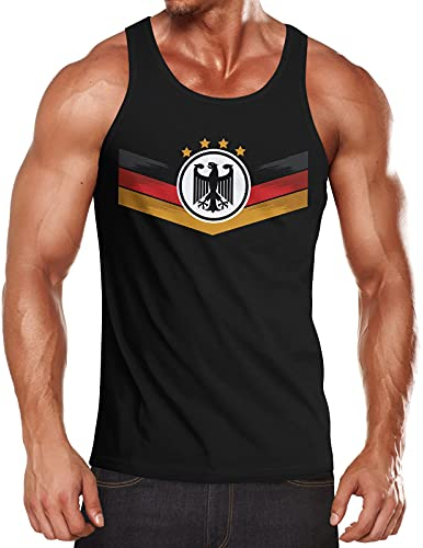 MoonWorks® Herren Tanktop Deutschland Fußball EM 2024 Deutschlandflagge Nationalfahne Wappen Adler Fanshirt schwarz M