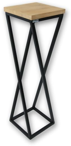 holz4home® Dekoständer 70 cm Gedrehte Streben I Eichenholz Natur Geölt I Blumenständer I Höhe: 70 cm I Dekosäule mit Stahlrahmen I Fertig montiert und geölt