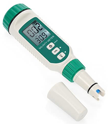 Hancaner Tragbares Salinitätsmessgerät ATC Salinometer Salzmessgerät Meerwasser-Salzgehalt-Refraktometer Salzgehalt-Tester für Lebensmittel mit 0,00 ppt-9,99 ppt 10,0 ppt-50 ppt Messbereich